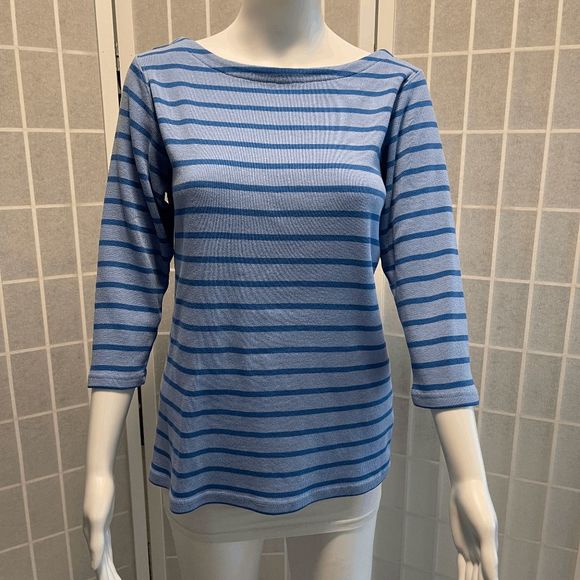 L.L. Bean Tops - L.L. Bean Women's Heritage Mariner 100% cotton striped knit shirt, Size M, Blue